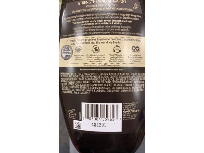 Garnier Whole Blends Ginger Recovery Strengthening Shampoo, 12.5 fl oz