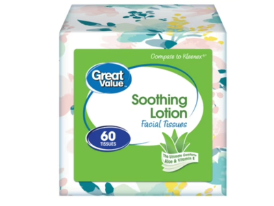 Great Value Soothing Lotion Facial Tissues, Aloe & Vitamin E, Count 60