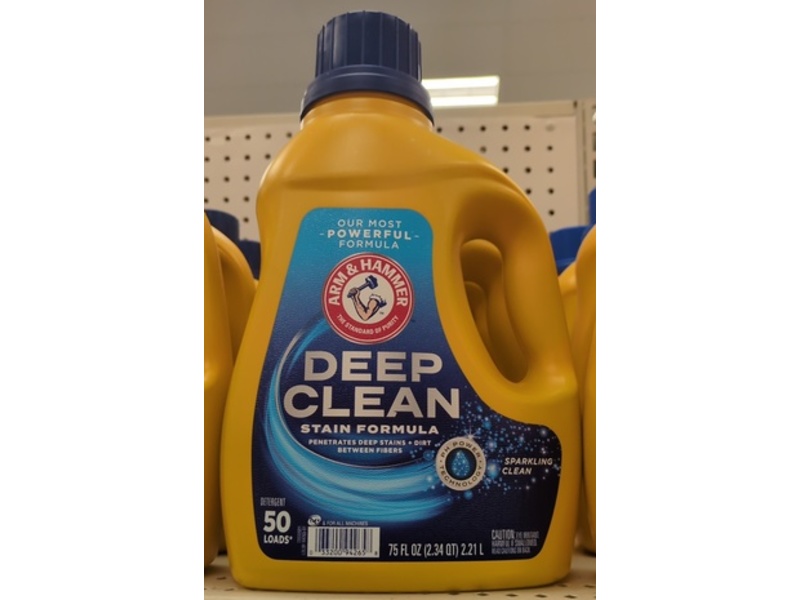 Arm & Hammer Deep Clean Stain Formula, Sparkling Clean, 50 Loads, 75 fl oz/2.21 L