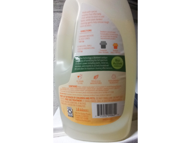 Biokleen Laundry Liquid, Cold Water, Citrus Essence, 128 Loads, 64 fl oz/1.89 L