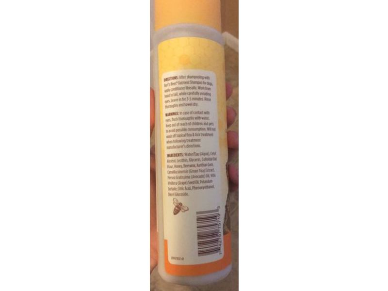 Burt's Bees Dogs Oatmeal Conditioner, Colloidal Oat Flour & Honey, 10 fl oz/296 mL