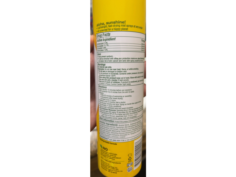 Alba Botanica Hawaiian Coconut Clear Sunscreen Spray, SPF 50, 8 oz/227 g