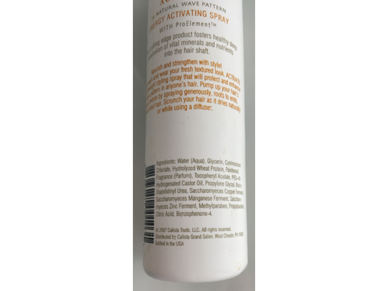 Calista Tools Activate Natural Wave Pattern Energy Activating Spray, 8 oz/236 mL