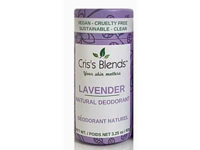 Cris's Blends Natural Deodorant, Lavender, 3.25 oz/92 g
