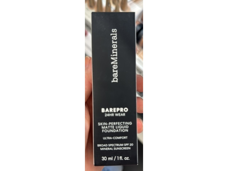 BareMinerals Barepro Skin Perfecting Matte Foundation, Medium Deep 43 Neutral, SPF 20, 1 fl oz/30 mL