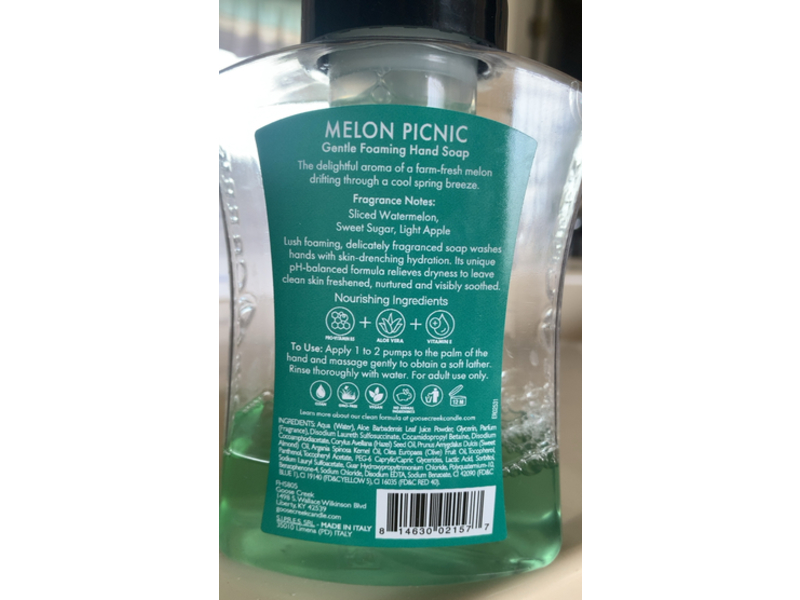 Goose Creek Liquid Foam Hand Soap, Melon Picnic, 9.1 fl oz/270 mL