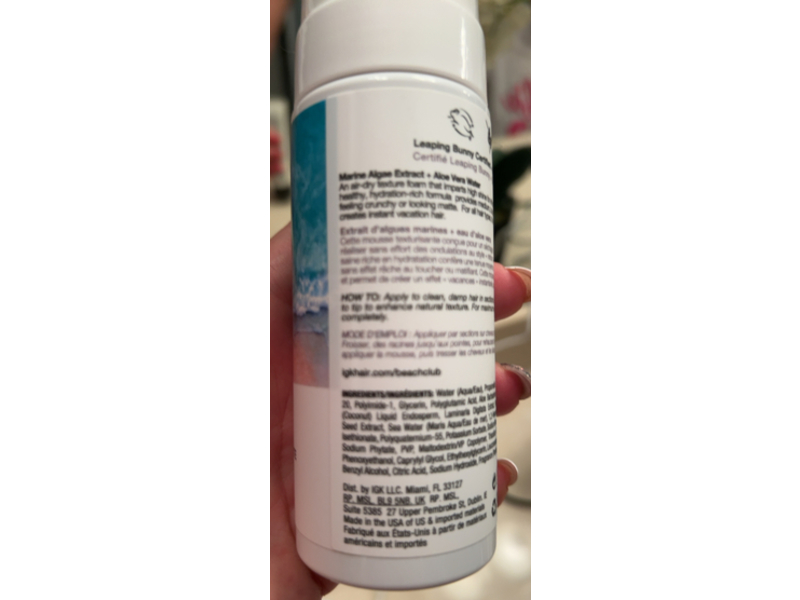 Igk Beach Club High-Shine Texture Foam, 5 fl oz/150 mL