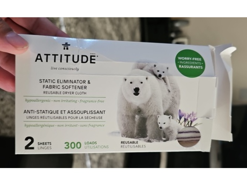 Attitude Static Eliminator & Fabric Softener Sheets, 300 Loads, 2 Sheets