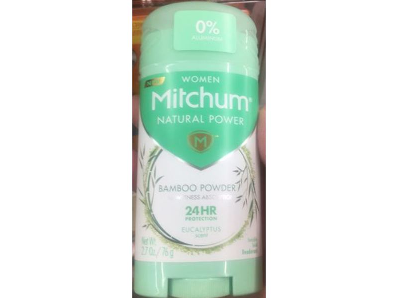 Mitchum Natural Powder Bamboo Powder Deodorant, Eucalyptus Scent, 2.7 oz/76 g