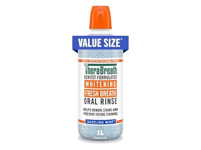 TheraBreath Whitening Oral Rinse, Dazzling Mint, 33.8 fl oz/1.05 L