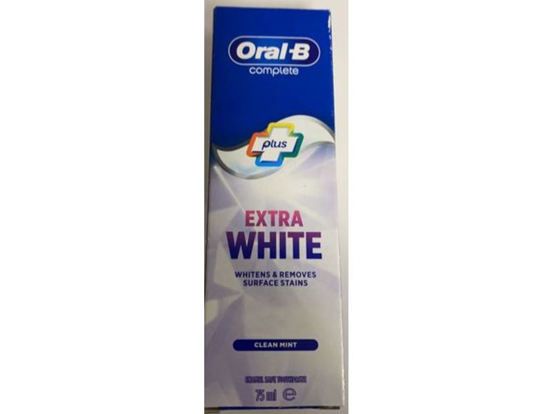 Oral B Complete Extra White Toothpaste, Clean Mint, 75ml