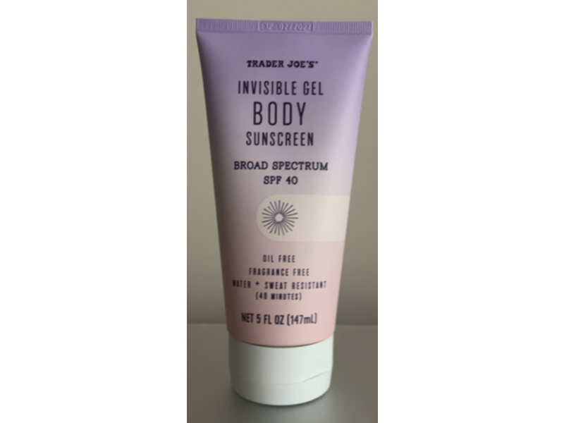 Trader Joe's Invisible Gel Body Sunscreen, SPF 40, 5 fl oz/ 147 mL