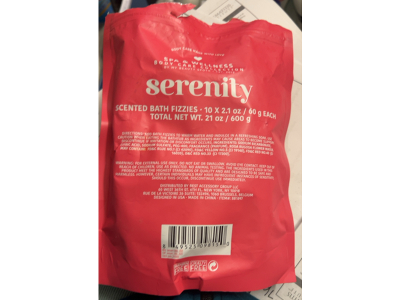 My Beauty Spot Serenity Bath Fizzies, Rosewater, 10 Count