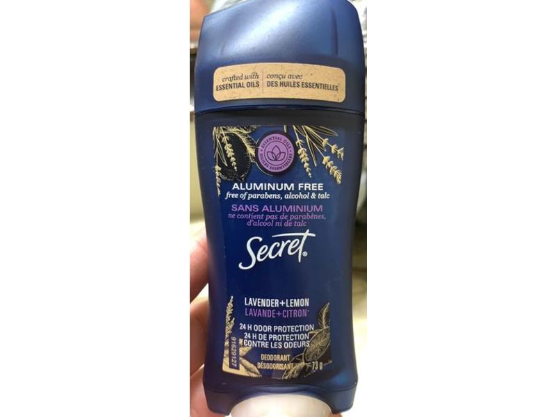 Secret Aluminum Free Deodorant, Essential Oils, Lavender + Lemon, 73 g