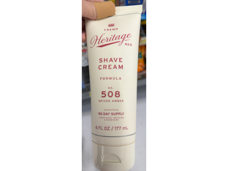 Cremo Heritage Red Shave Cream, Spiced Amber, 6 fl oz/177 mL