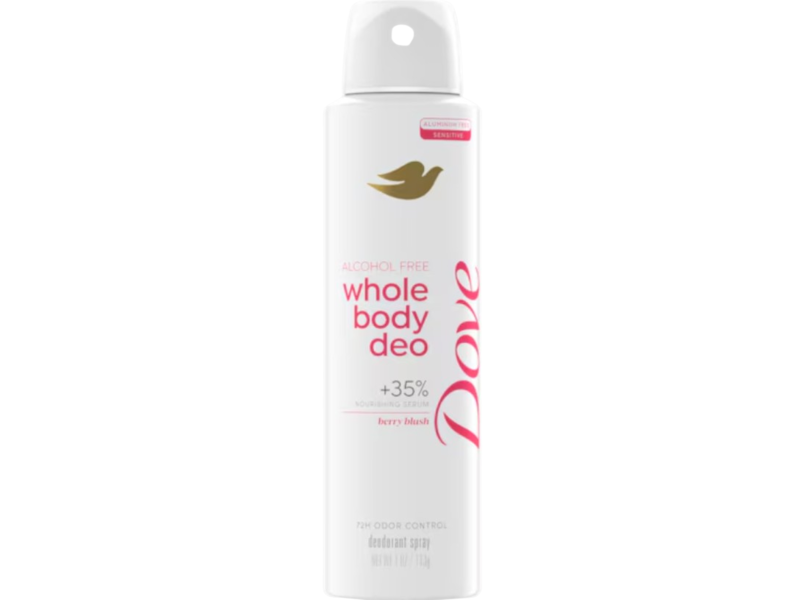 Dove Cooling Whole Body Deodorant Spray, Raspberry & Rose, 4 oz/113 g.