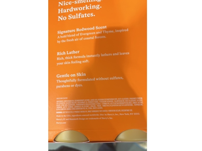 Harry's Body Wash, Redwood, 16 fl oz/473 mL, Pack Of 4