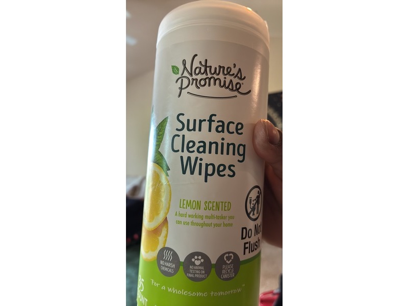 Nature's Promise Surface Cleaning Wipes, Lemon Scented, 35 Count