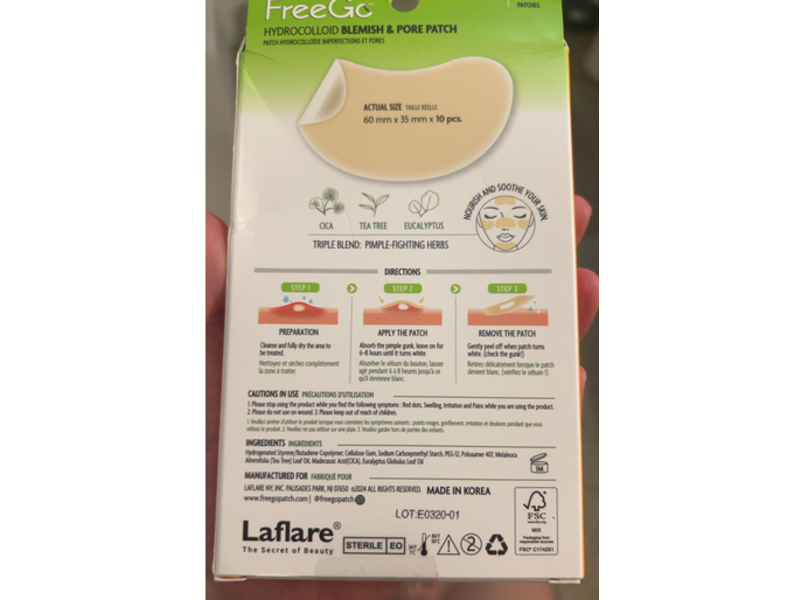 FreeGo Multi - Purpose Blemish & Pore Patch, Hydrocolloid, 10 Count