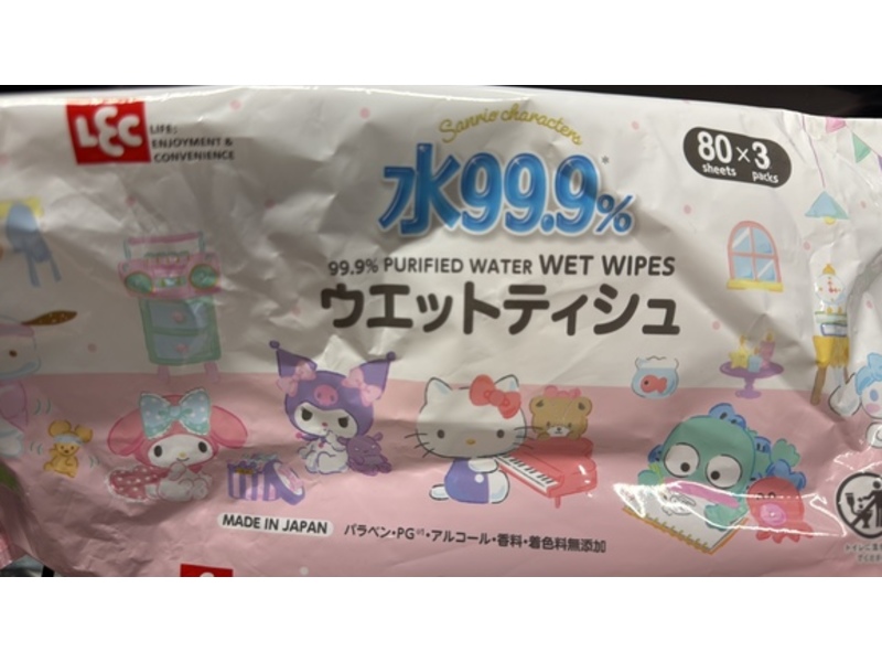 LEC Sanrio Characters Wet Wipes, Pack Of 80, 3 Packs