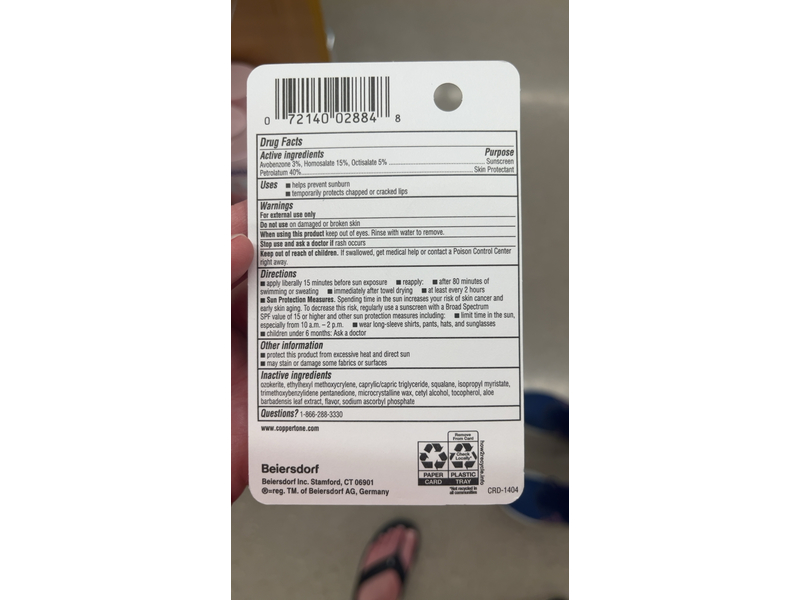 Coppertone Sport Sunscreen Lip Balm, SPF 50, 0.13 oz/3.69 g