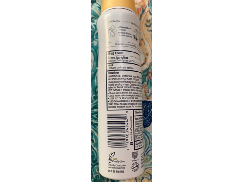 Dove Antiperspirant Dry Spray, Passion Fruit & Lemongrass, 3.8 oz/107 g