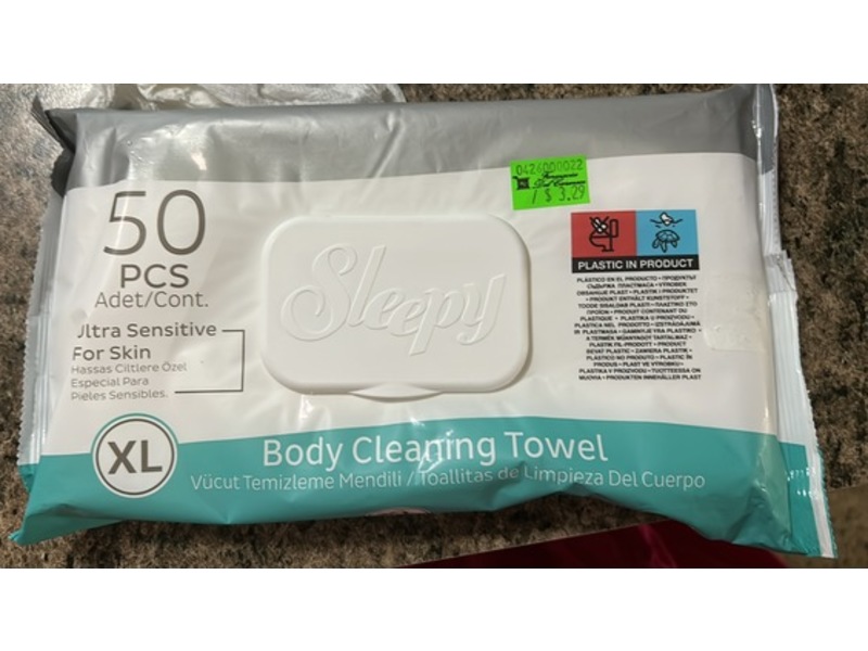 Sleepy Body Cleaning Towel, XL, 50 Count