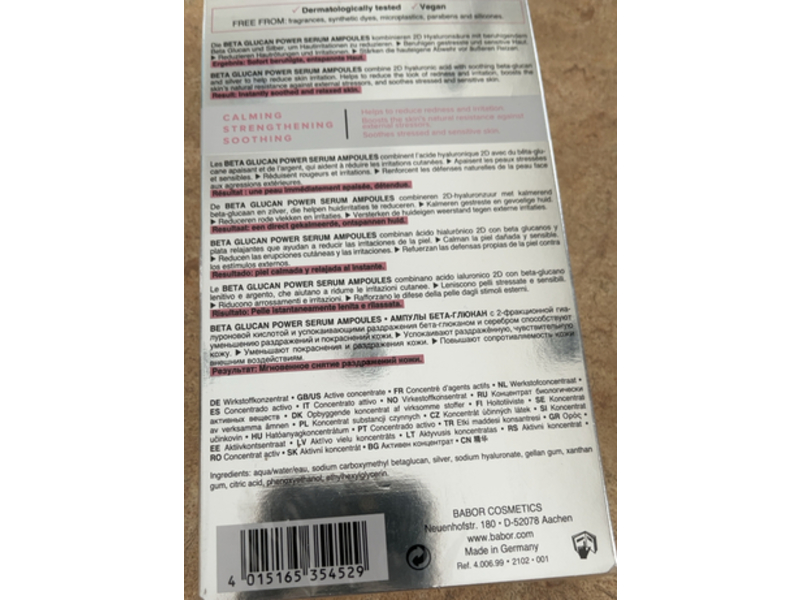 Doctor Babor Ladies Power Serum Ampoules, Beta-Glucan, 0.05 fl oz/2 mL