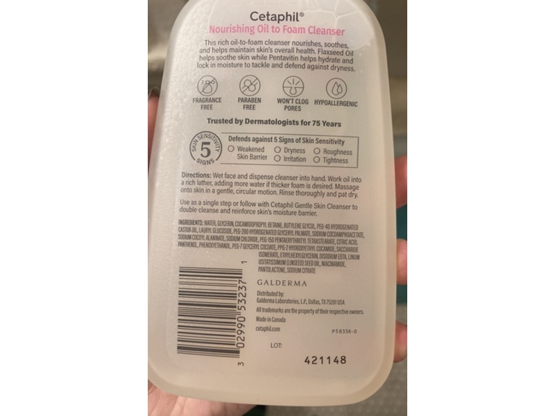 Cetaphil Nourishing Oil To Foam Cleanser, 8 fl oz/237 mL