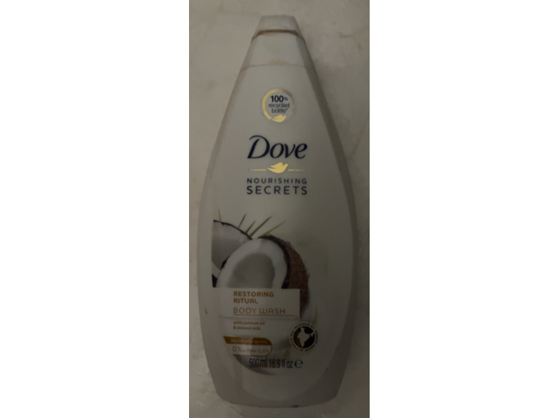 Dove Nourishing Secrets Restoring Ritual Body Wash, Coconut Oil & Almond Milk, 16.9 fl oz/500 mL, Pack Of 3