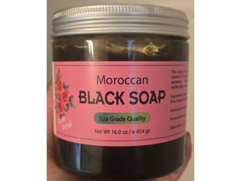 Zacia's Morocco Moroccan Black Soap, Rose Petal, 16 oz/454 g