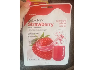 K Beauty Facial Mask Sheet, Detoxifying Strawberry, 0.8 fl oz/25 mL