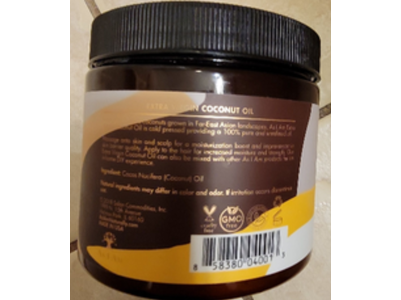 As I Am Extra Virgin Coconut Oil, Pure Oils, 15 oz/425 g