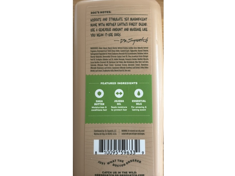 Dr.Squatch Moisturizing Conditioner, Cool Fresh Aloe, 11 fl oz/325 mL