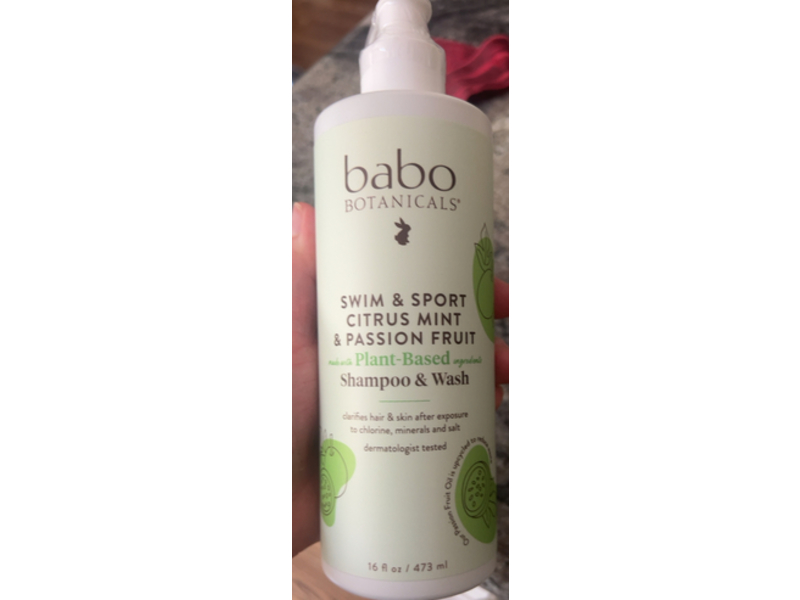 Babo Botanicals Swim & Sport Shampoo & Wash, Citrus Mint & Passion Fruit, 16 fl oz/473 mL