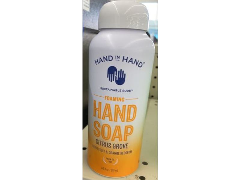 Hand In Hand Foaming Hand Soap, Citrus Grove, 8.5 fl oz/251 mL, Pack Of 6