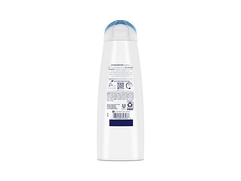 Dove Oxygen Moisture Shampoo Volumizes Fine Hair with Bio-Nourish Complex 12 oz