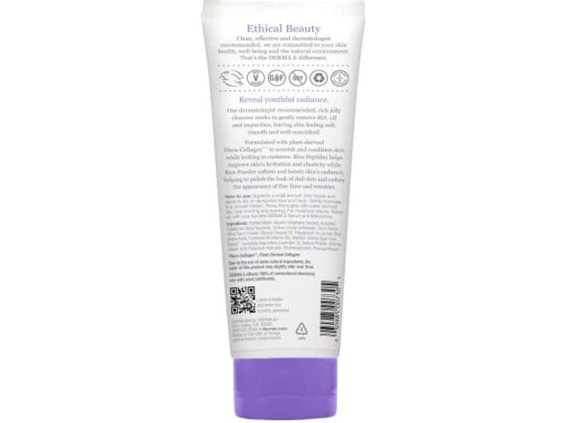 Derma-E Advanced Peptides & Flora-Collagen Gentle Jelly Cleanser, 4 oz/113 g