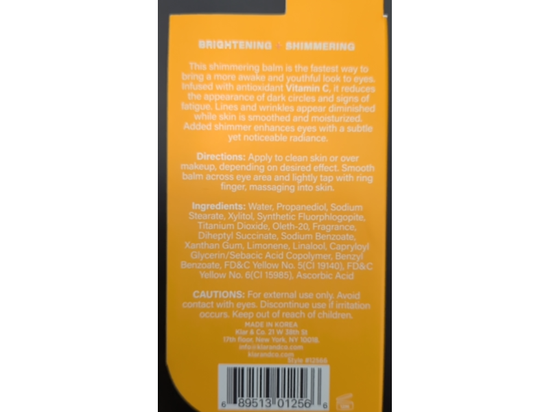Bella Bliss Eye Balm, Vitamin C, 0.52 oz/15 g
