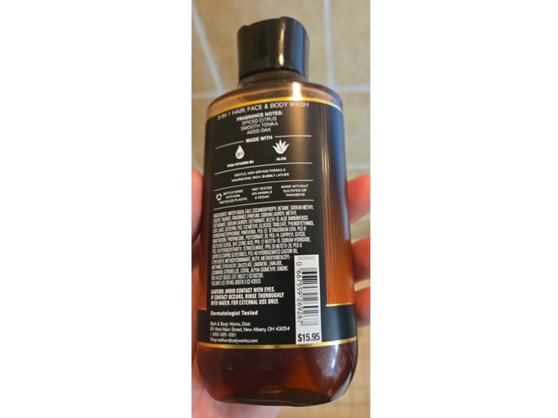 Bath & Body Works Single Barrel Bourbon, 3-In-1 Hair, Face & Body Wash, Pro Vitamin B5 & Aloe, 10 fl oz/295 mL