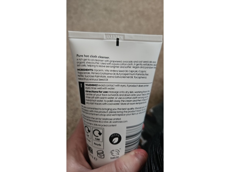 Waitrose & Partners Pure Hot Cloth Cleanser, Oat Seed Oil & Avocado Oil, 150 mL