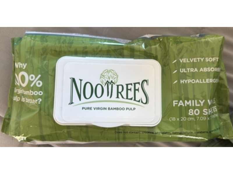 NooTrees Family Wipes, Bamboo, 80 Count