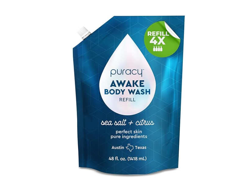 Puracy Natural Body Wash Refill, Citrus & Sea Salt, 48 fl oz/1418 mL