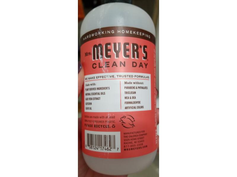 Mrs. Meyer's Clean Day Hand Soap, Rhubarb Scent, 12.5 fl oz/370 mL