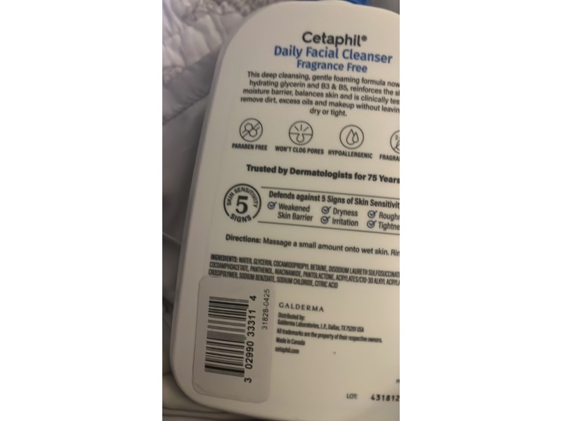 Cetaphil Daily Facial Cleanser, Normal To Oily Skin, 16 fl oz/473 mL