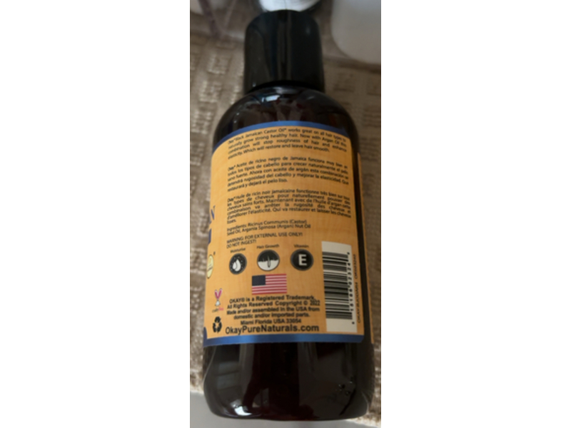 Okay Pure Naturals Castor Oil, Black Jamaican, 4 oz/118 mL