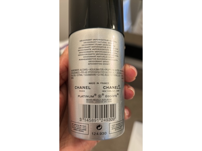Chanel Platinum Egoïste Deodorant Spray, 3.4 fl oz/100 mL