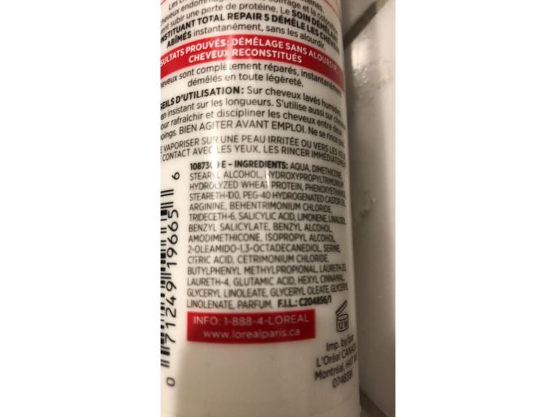 L'Oreal Paris Total Repair 5 Replenishing Detangling Care, Leave-In, 250 mL