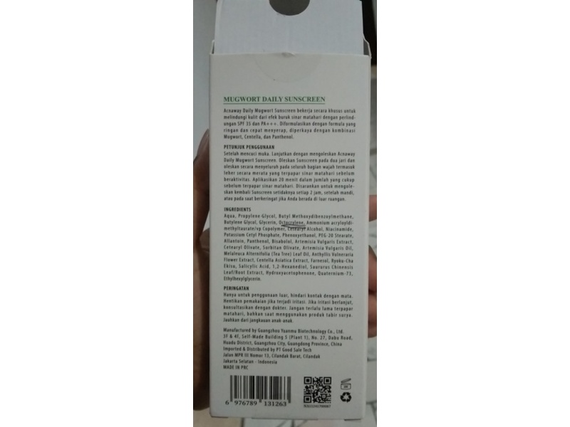 Acnaway Mugwort Daily Sunscreen, SPF 35 PA+++, 1.76 fl oz/50 mL