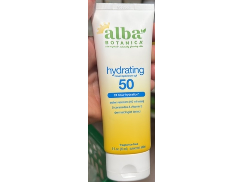 Alba Botanica Hydrating Sunscreen Lotion, SPF 50 , 3 fl oz/89 mL